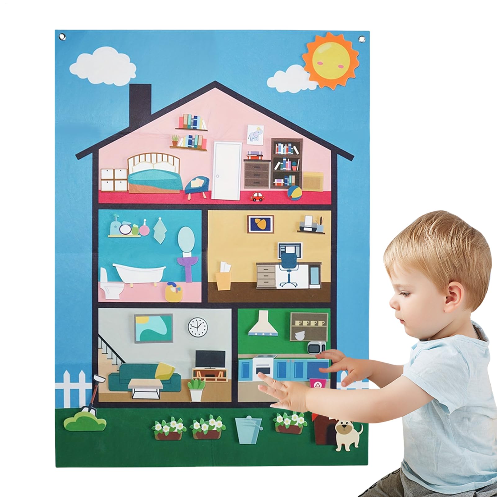 Erzähltafel-Set, Filz, 104 x 75 cm, interaktives Filzbrett-Set, sensorisches Lernen, Spielzeug für die Schule, Kinder im Vorschulalter, Kinder, Entwicklung