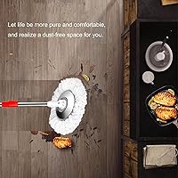 Vista 6 de Trapeador giratorio y cubo con escurridor en ruedas, sistema de cubo giratorio de 360° con 3 cabezales de repuesto de microfibra, mango extendido