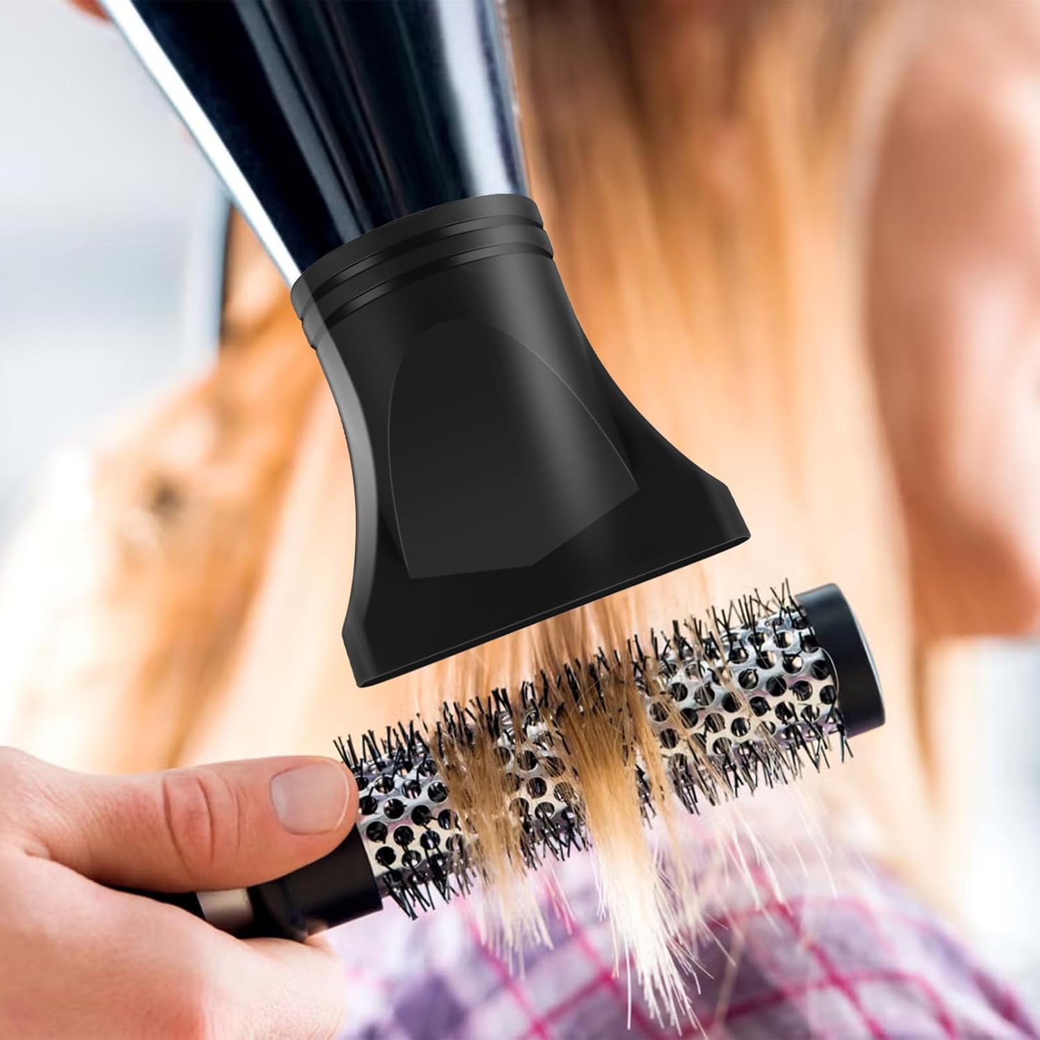 VOSAREA 2pcs Hair Dryer Nozzle Attachment Reusable Blow Dry Hair Dryer Diffuser Professional Hairdressing Styling Tool (Black)