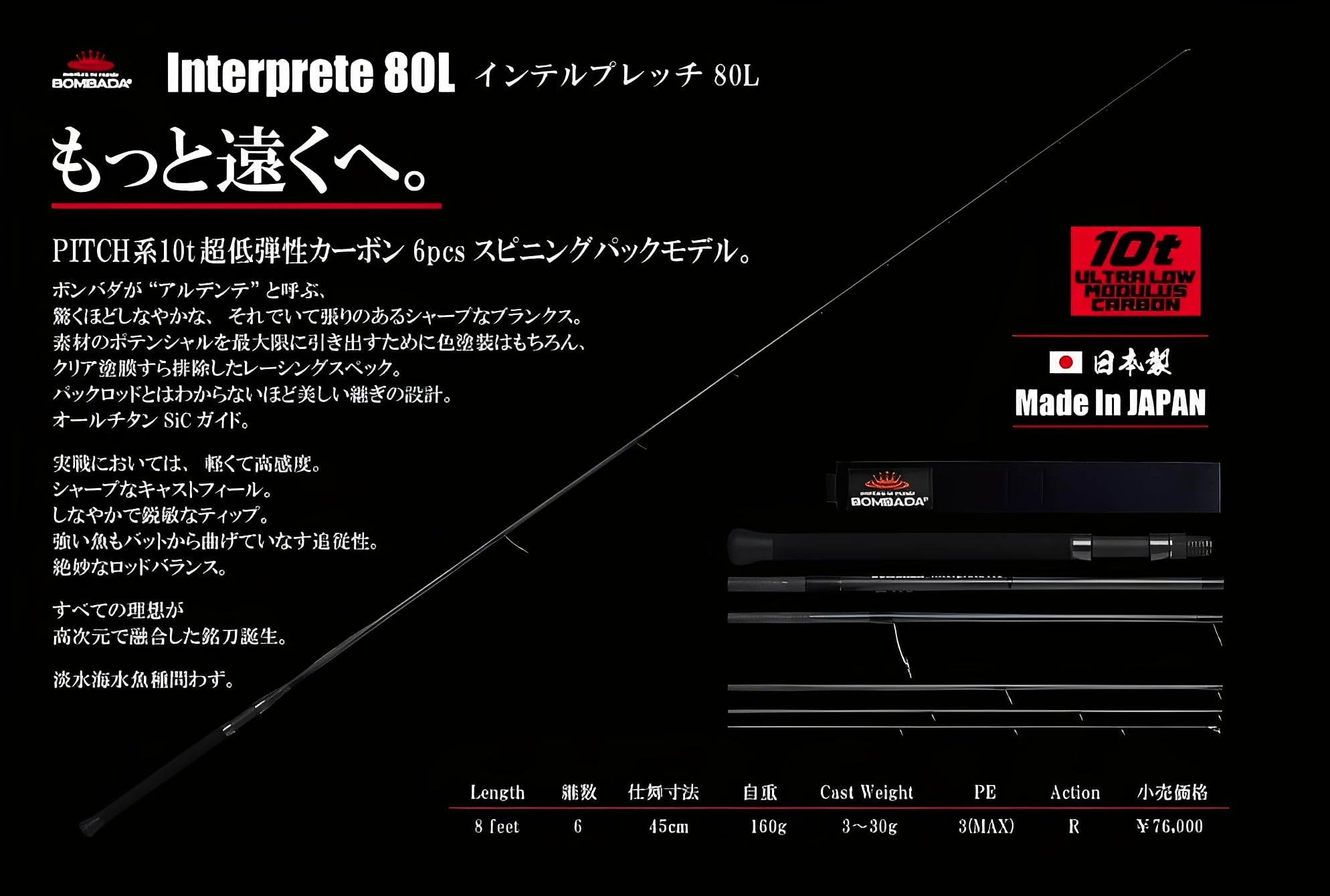 ボンバダ パックロッド BOMBADA インテルプレッチ80L ボンバダ（BOMBADA） インテルプレッチ80L 【シーバスルアー専門