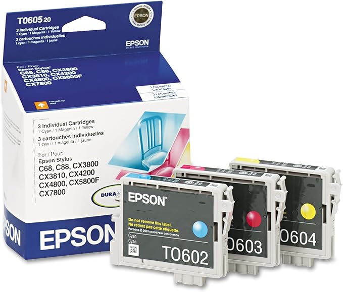 Epson T060520 Ink, 1350 Page-Yield, 3/PK, Cyan, Magenta, Yellow