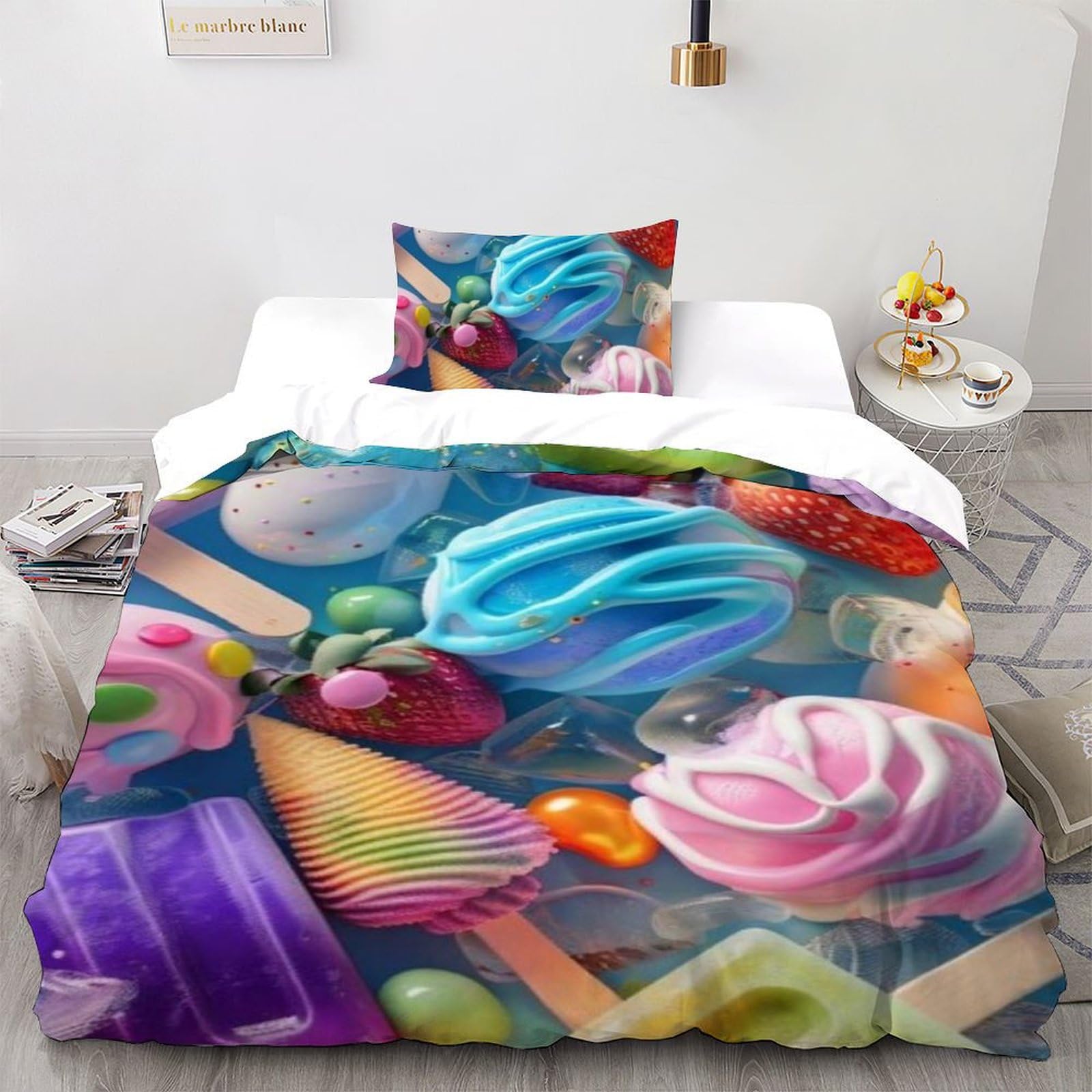 Housse de couette single en microfibre lavable et anti-plis pour lit enfant garçon