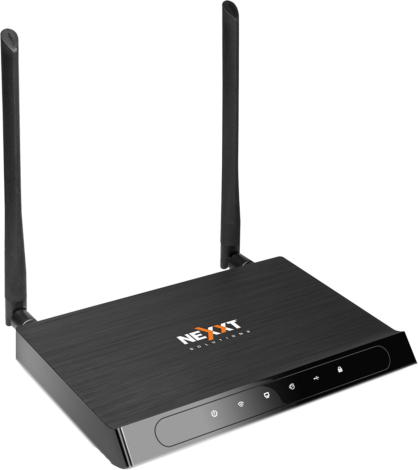 Front view of the Nexxt Solutions Acrux 750-AC router with two antennas