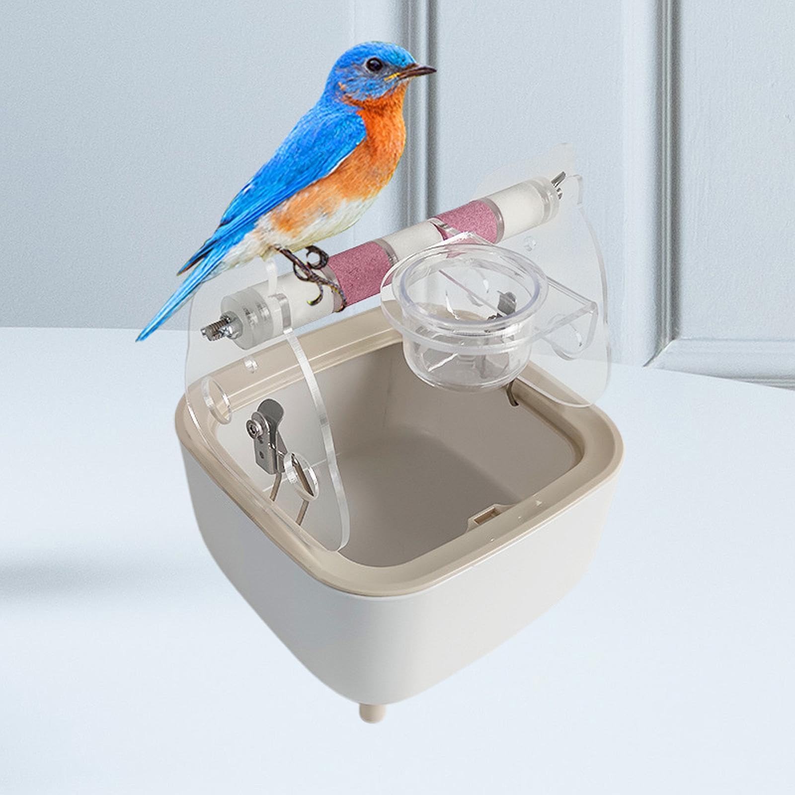 Generic Parrot Training Toilet Stand Bird Perch with Waste Bin Gym,Portable,Training Toy Dropping Station Parrot Perch for Parakeets, Pink