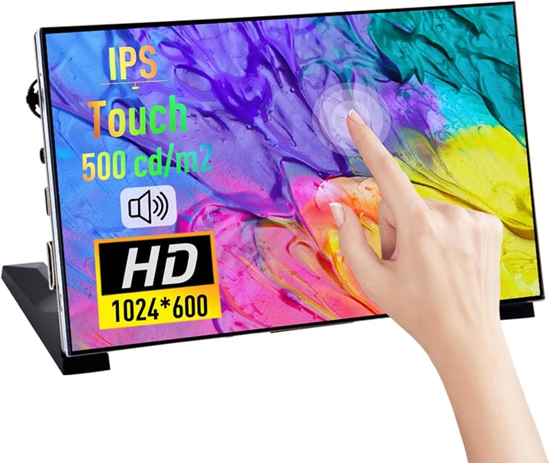 GeeekPi 7" Érintőképernyős Monitor Raspberry Pi-hez, 1024x600 IPS LCD, Dual Speaker