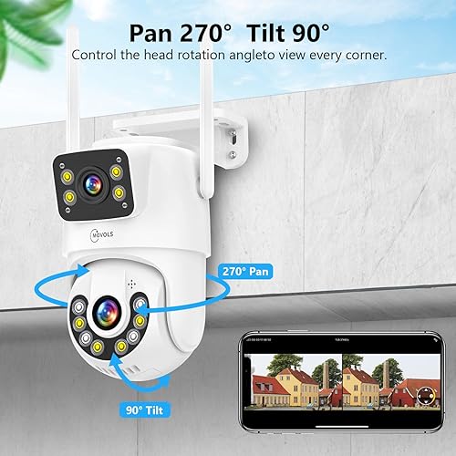 Miniatura 2 de Cámara de seguridad de doble lente Pan/Tilt Cámara WiFi para exteriores 8MP 2 unidades, seguimiento automático, detección humana, alarma de luz,