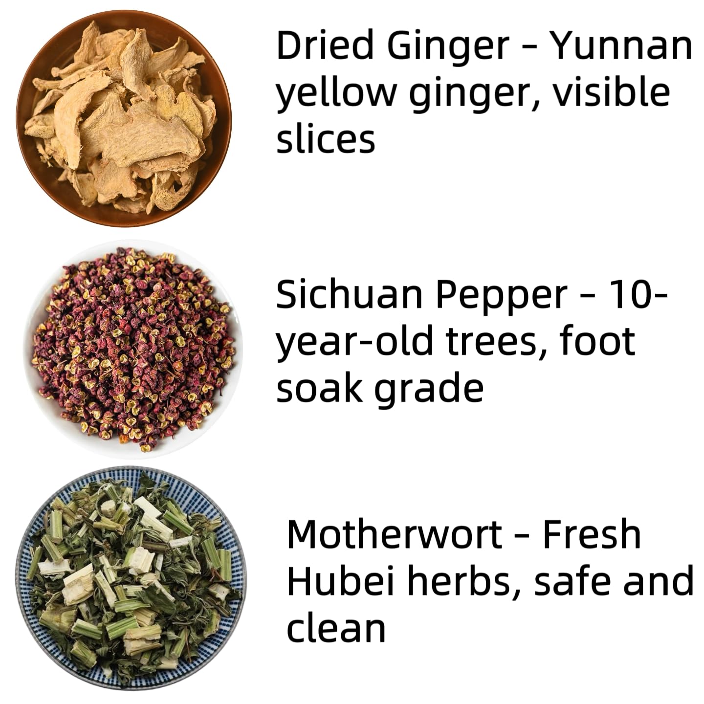 Whole Herb Chinese Herbal Foot Soak Bags – Mugwort & Ginger, 16 Extra-Large 50g Sachets (800g/28oz), Non-Powder Visible Herbs Foot Bath for Relaxation & Tired Feet