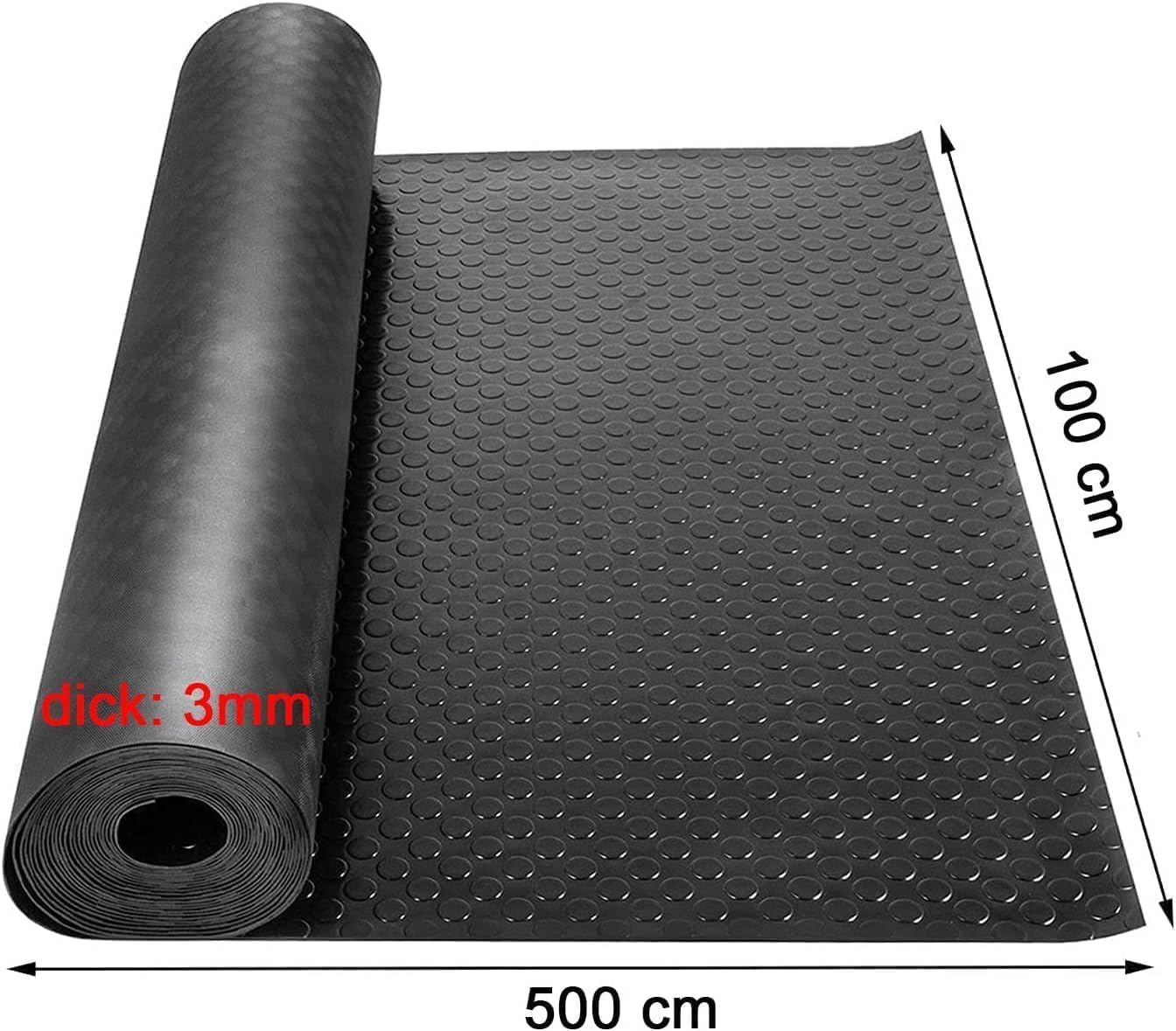Alfombrilla de goma granulada, 500 x 100 cm, 3 mm, alfombrilla protectora de suelo con estera granulada, alfombra de goma fuerte como suelo de taller, alfombrilla antideslizante para banco de