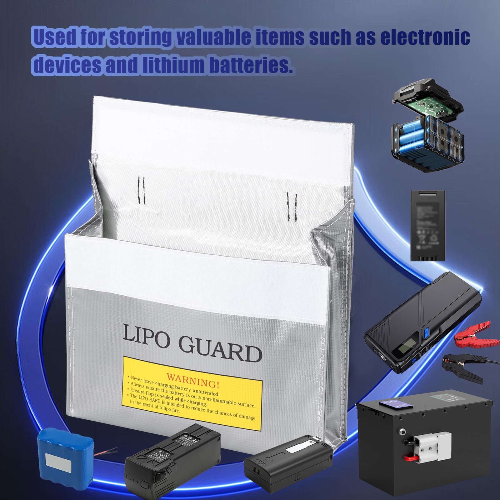 Sac De Protection LiPo Ignifuge Antidéflagrant 235x65x180mm - Sécurité Batterie