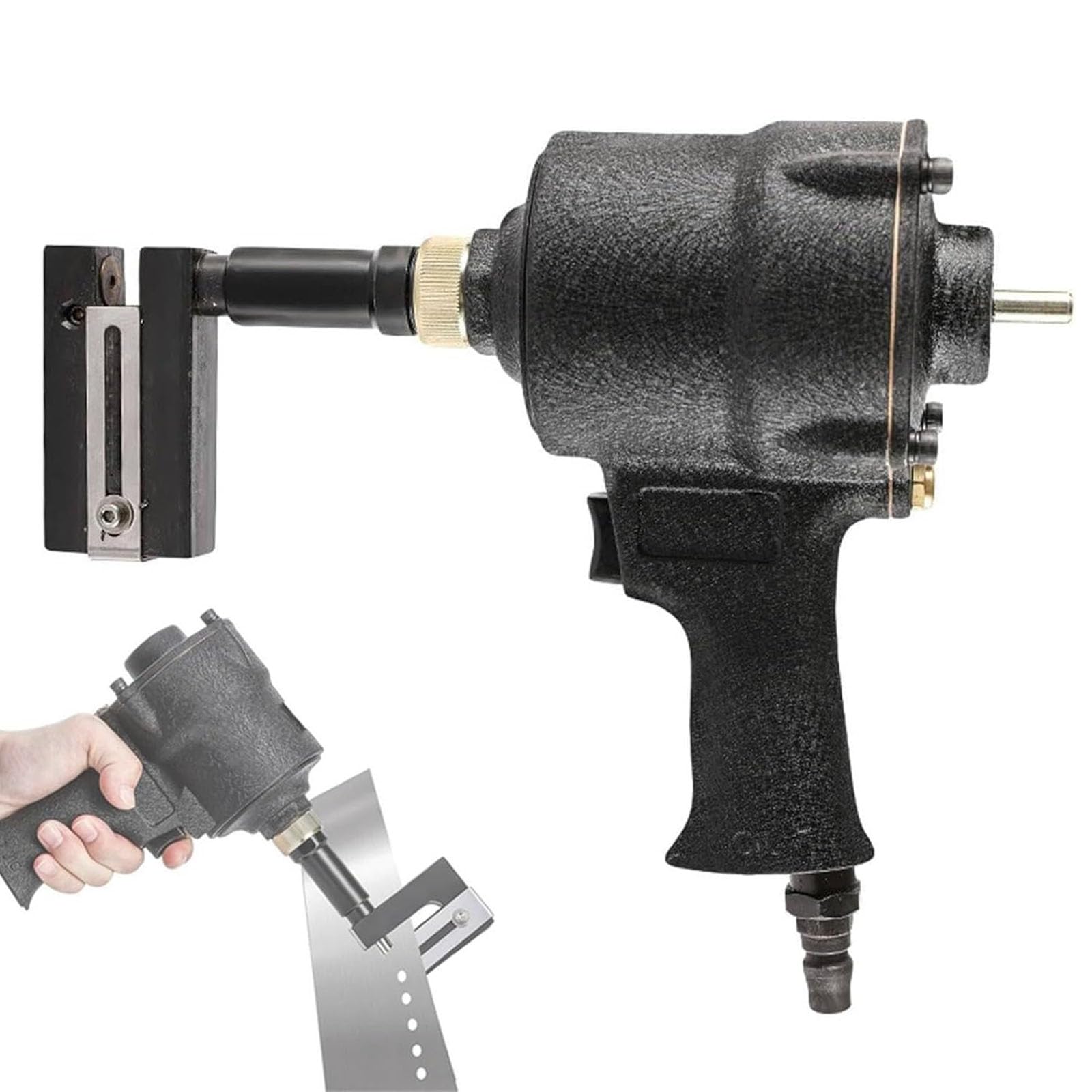 Perforadora Neumática Industrial De 3,2-8 Mm, Máquina Perforadora De Agujeros Redondos De Alta Resistencia para Placas De Hierro Y Metal, para Puertas, Ventanas, Hierro