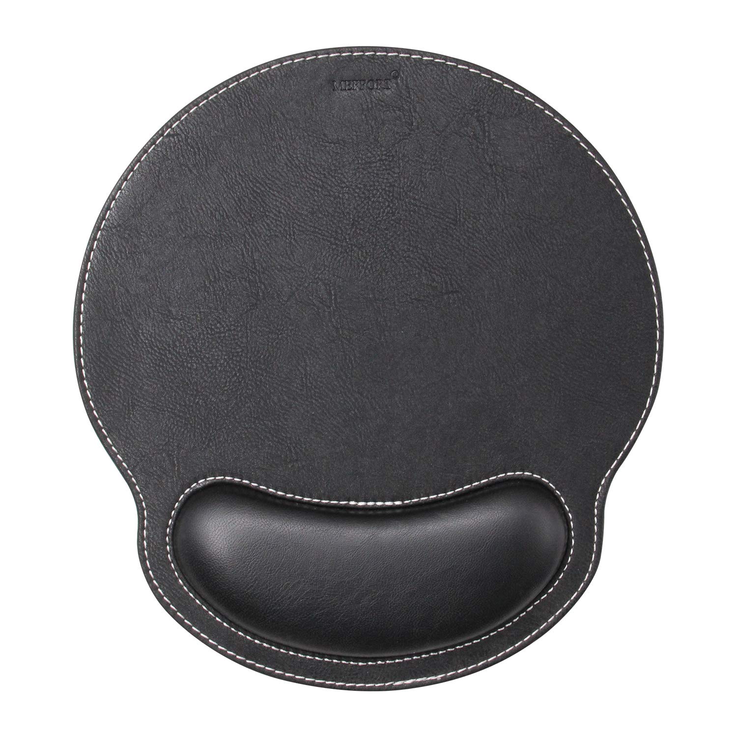 Meffort Inc Leather Mouse Pad with Wrist Rest Support & Non-Slip Base, Durable Ergonomic Gaming Mousepad - Black