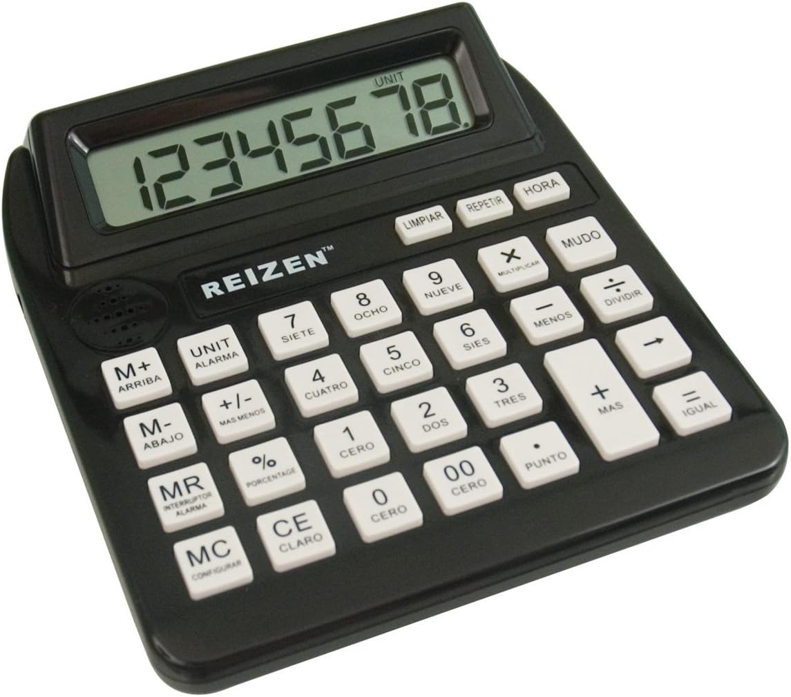 Reizen Talking Calculator with Repeat Key- Spanish