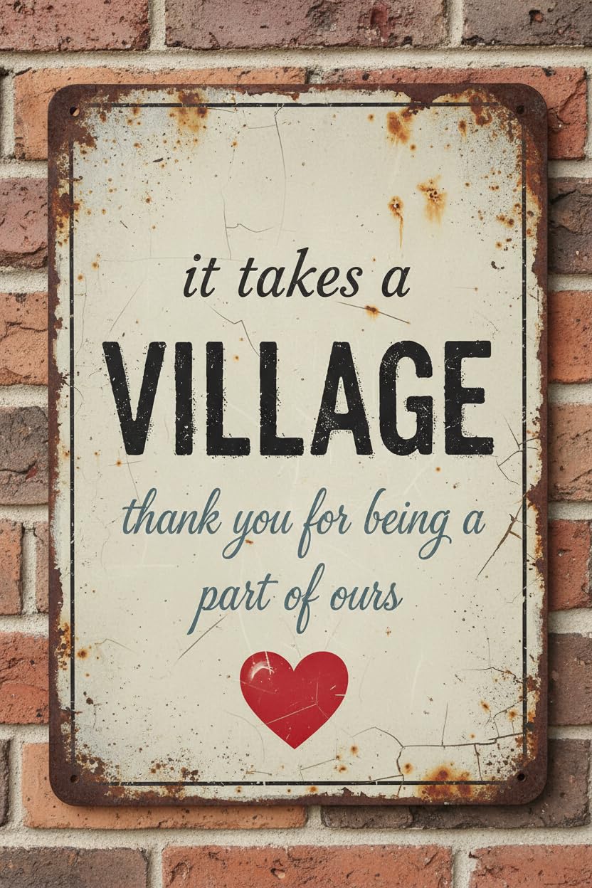 It Takes A Village Thank You Wood Plaque Desk Sign, 8x12 Inch
