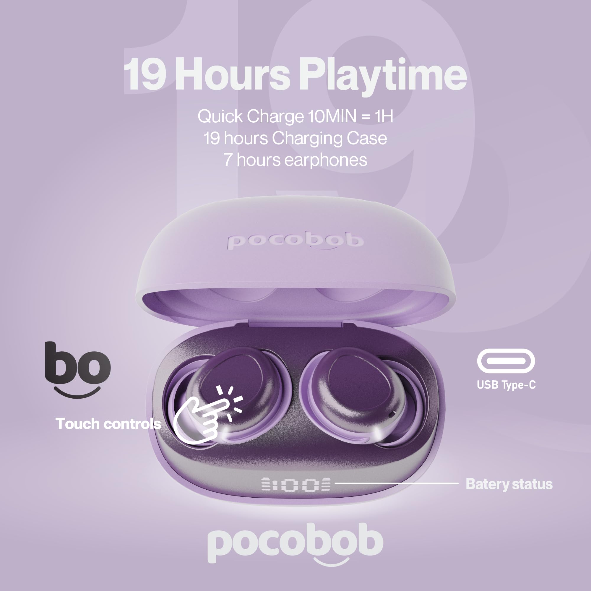 Z – Amethyst Purple – Ultra-Small Wireless Earbuds – App iOS & Android – Auricolari Bluetooth, adatti per il sonno, con microfono