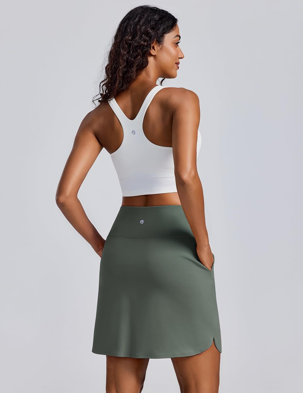 PINSPARK 18" Skorts for Woman Above Knee Length Athletic Golf Skirts 3 Pockets UPF 50+ High Waist Pickleball Tennis Skirt - Image 2