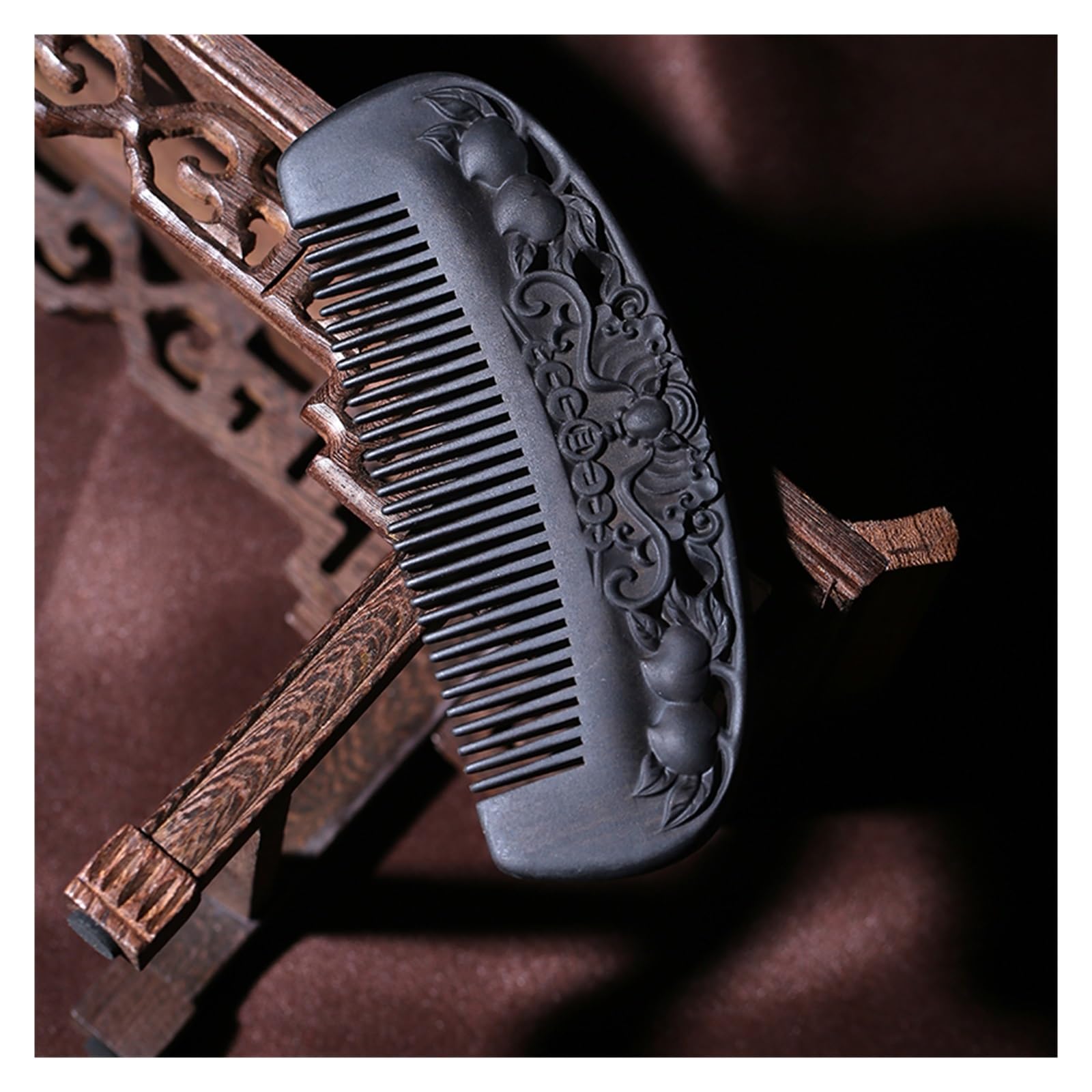 RUHEN Peine de Barba de 5 Pulgadas para Hombre, de Madera, para Cabello Largo, Color Negro, para baño y Ducha, Apto para Todo Tipo de Cabello.