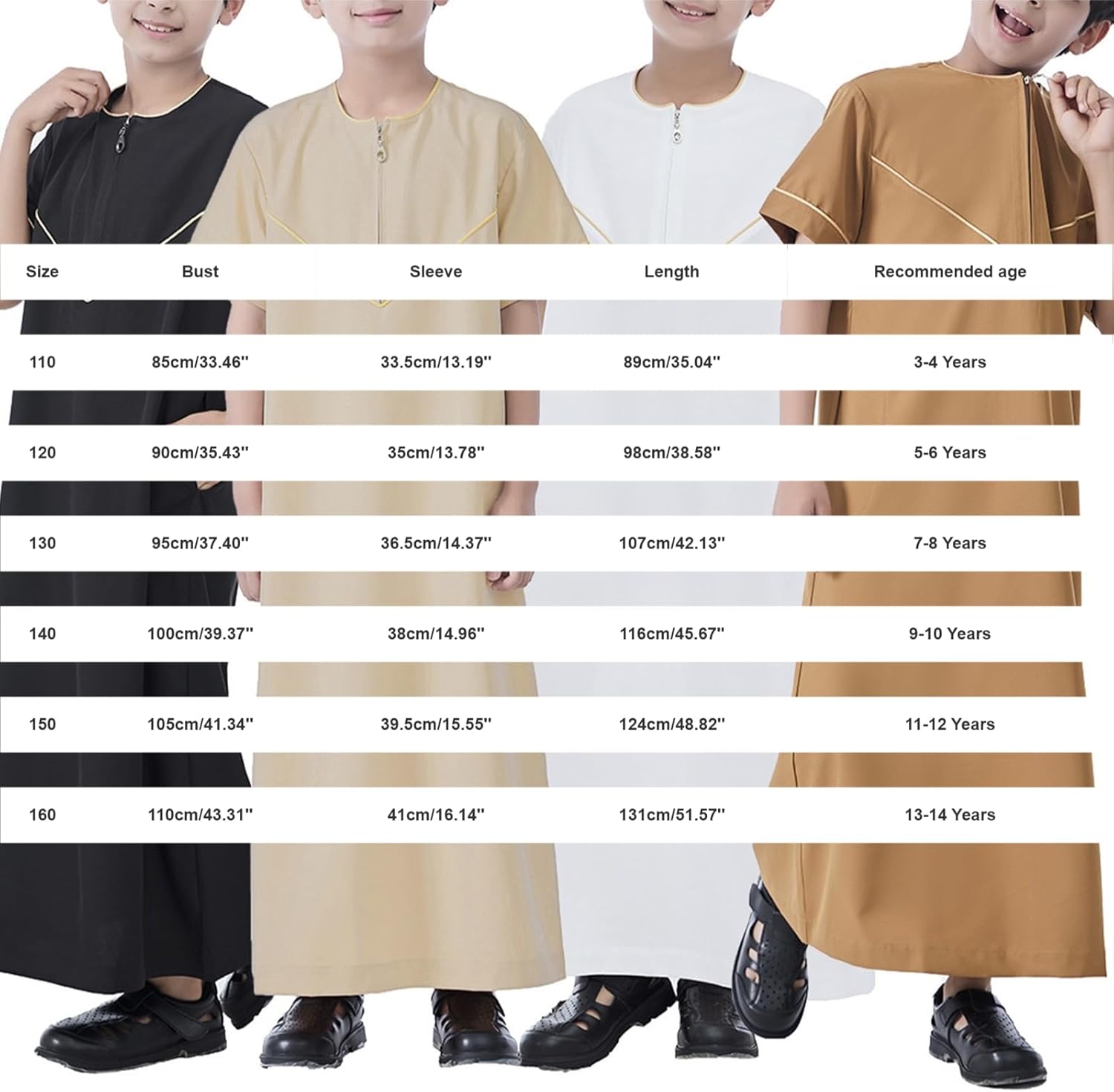 Boys Short Sleeve Muslim Thobes Islamic Kids Half Zipper Eid Traditional Prayer Kaftan Thobes Toddler Abaya Clothes