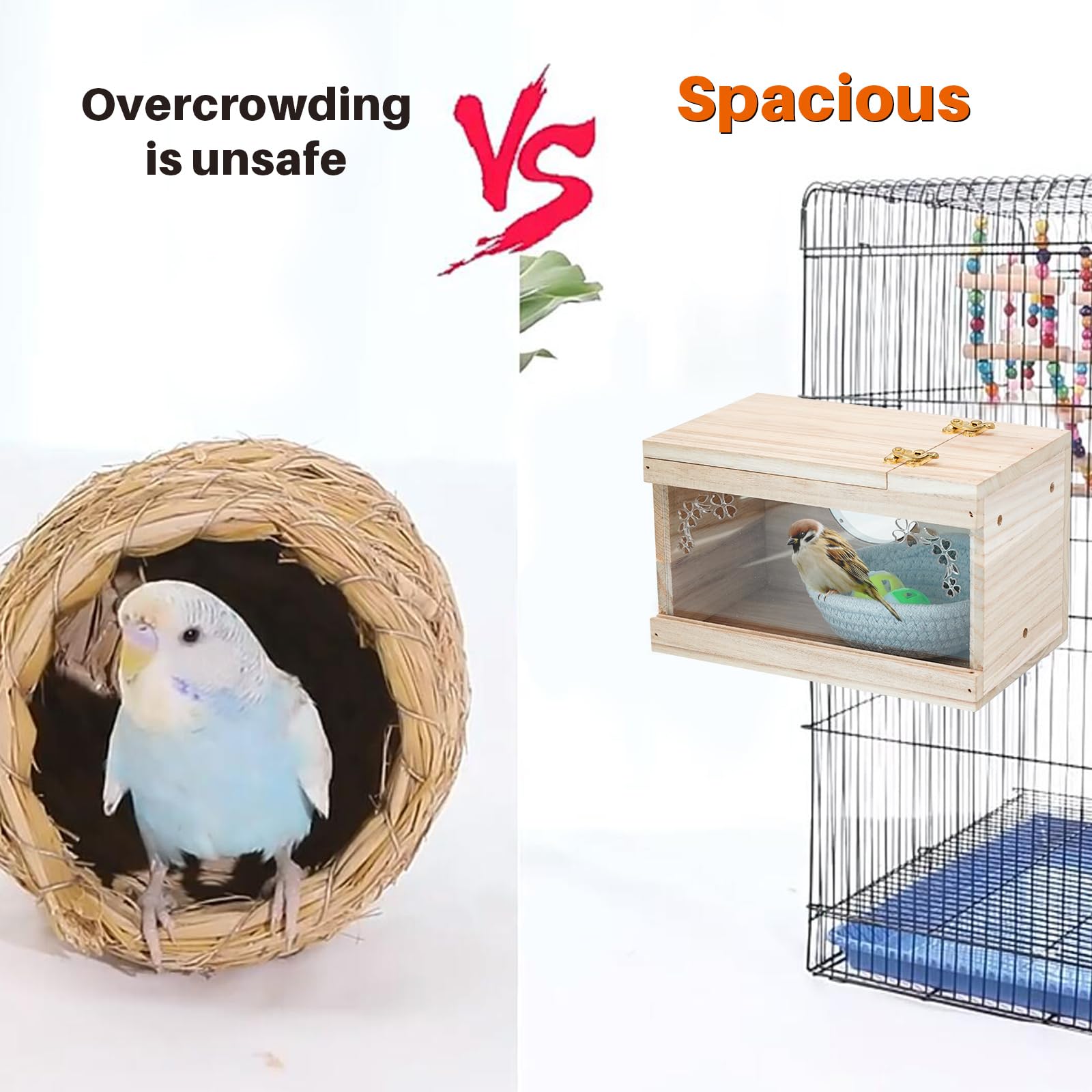 Budka lęgowa Budgie Budka lęgowa dla ptaków Budka lęgowa dla ptaków Rudzik Wróble Gniazdo dla kanarków (średnie)