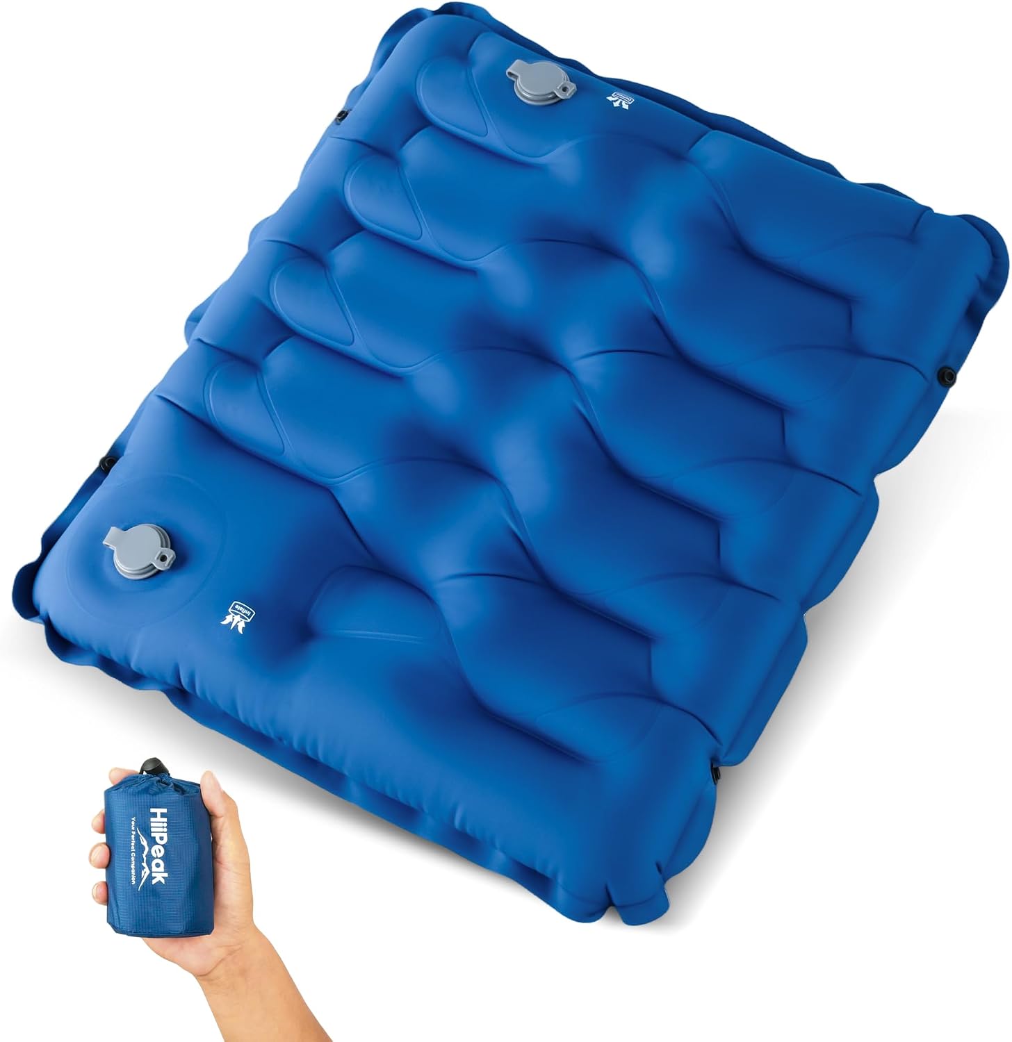 HiiPeak Inflatable Seat Cushion, Lightweight Compact Stadium Seat Pad Camping Air Seat Cushion By Hand Inflation for Bleachers Backpacking Hiking Airplane Office Car Sports Events Concert