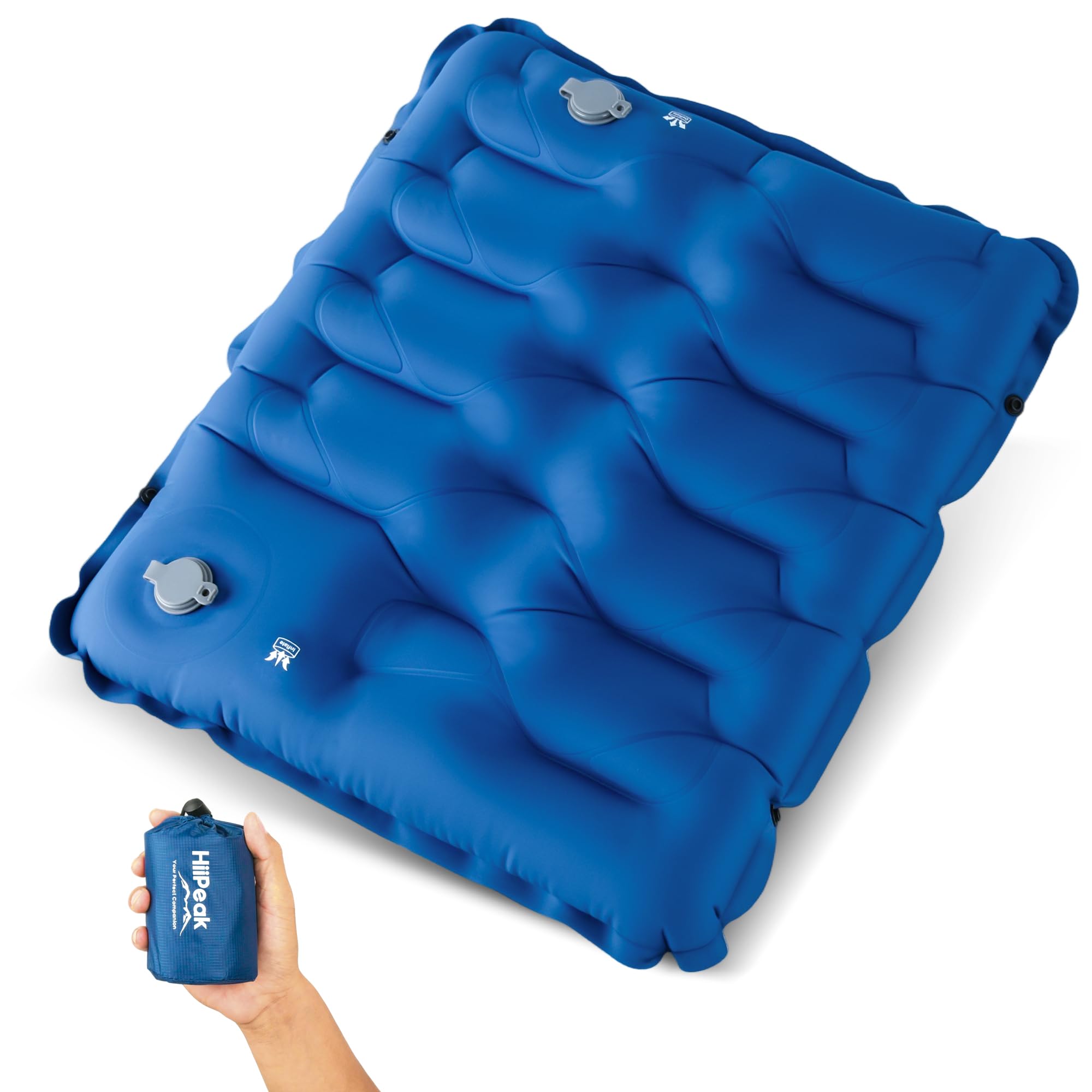 HiiPeak Inflatable Stadium Seat Cushion, Compact Hand Press Stadium Seats Pad Bleacher Seat Chair Cushion Pad for Airplane Travel Camping Backpacking Sports Event(BLUE)