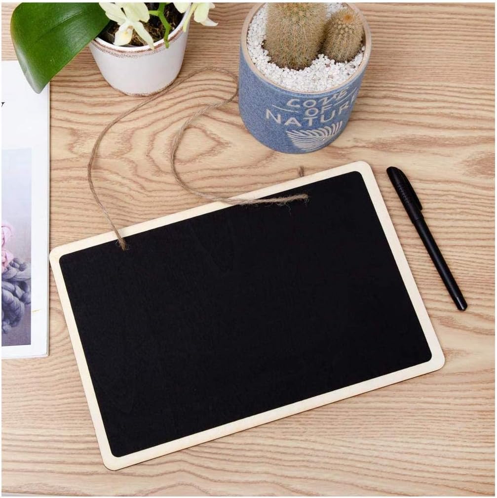 Reusable Mini Chalkboard with Hanging String, Wall Hanging Wooden Frame Rectangle Message Board, Decorative Vintage Style Creative Small Blackboard (12" × 8") : Office Products