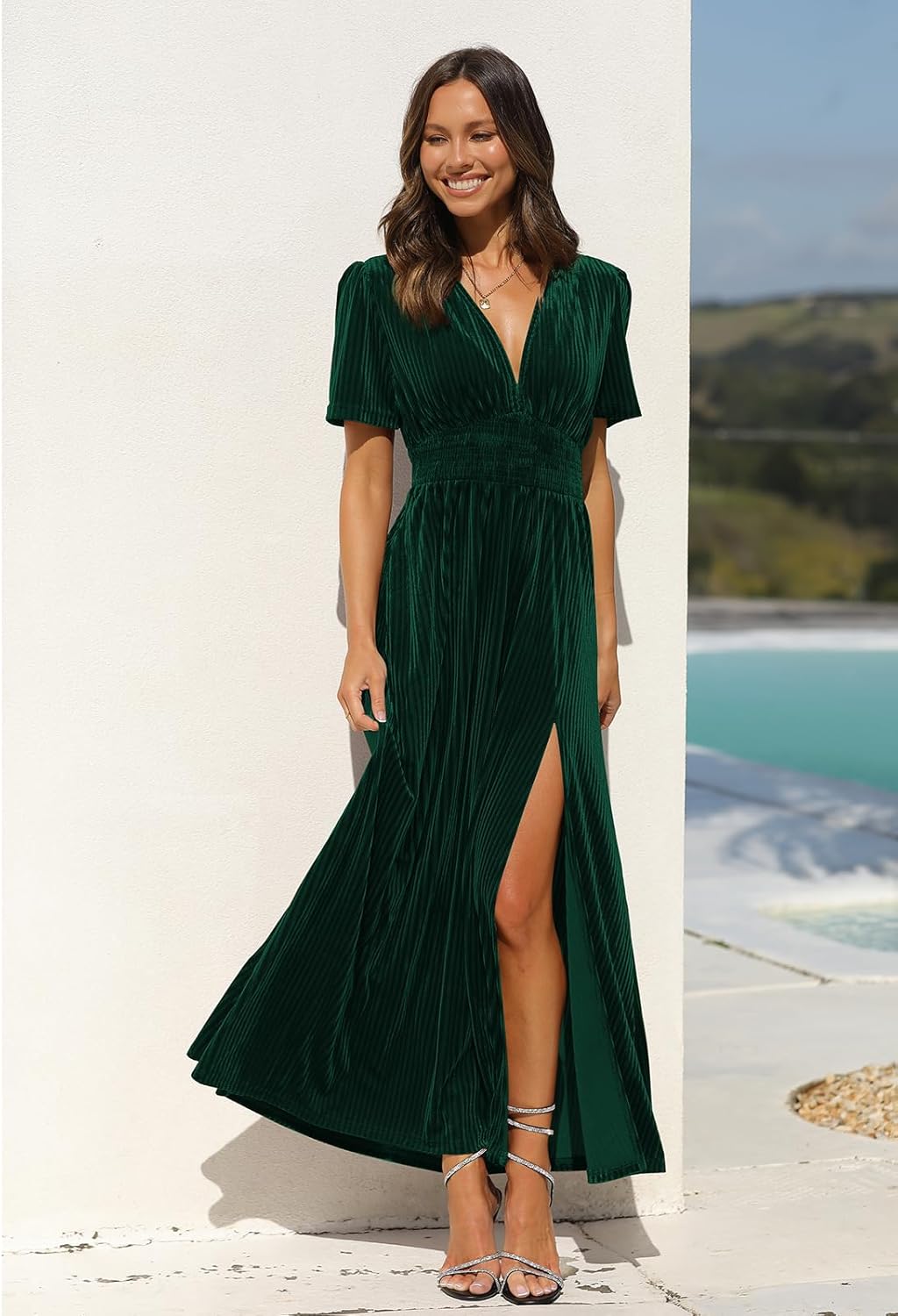 Women's Velvet Maxi Dress Formal Dresses for Wedding Guest Dress - Image 3