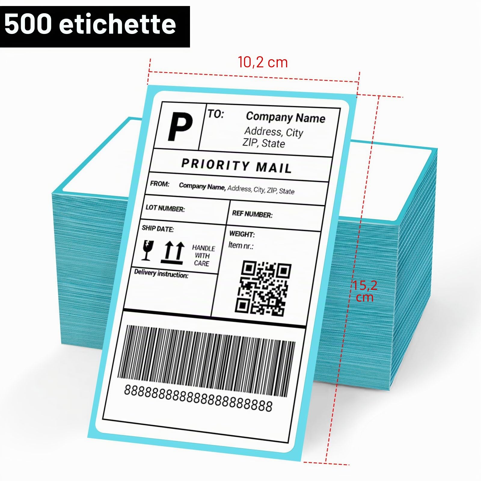 ORGBRO Etichette di spedizione DHL Etichette termiche 4x6 | Carta Termica Etichette di Spedizione Autoadesive Etichette per Indirizzi per Stampanti di Etichette, 500 Fogli