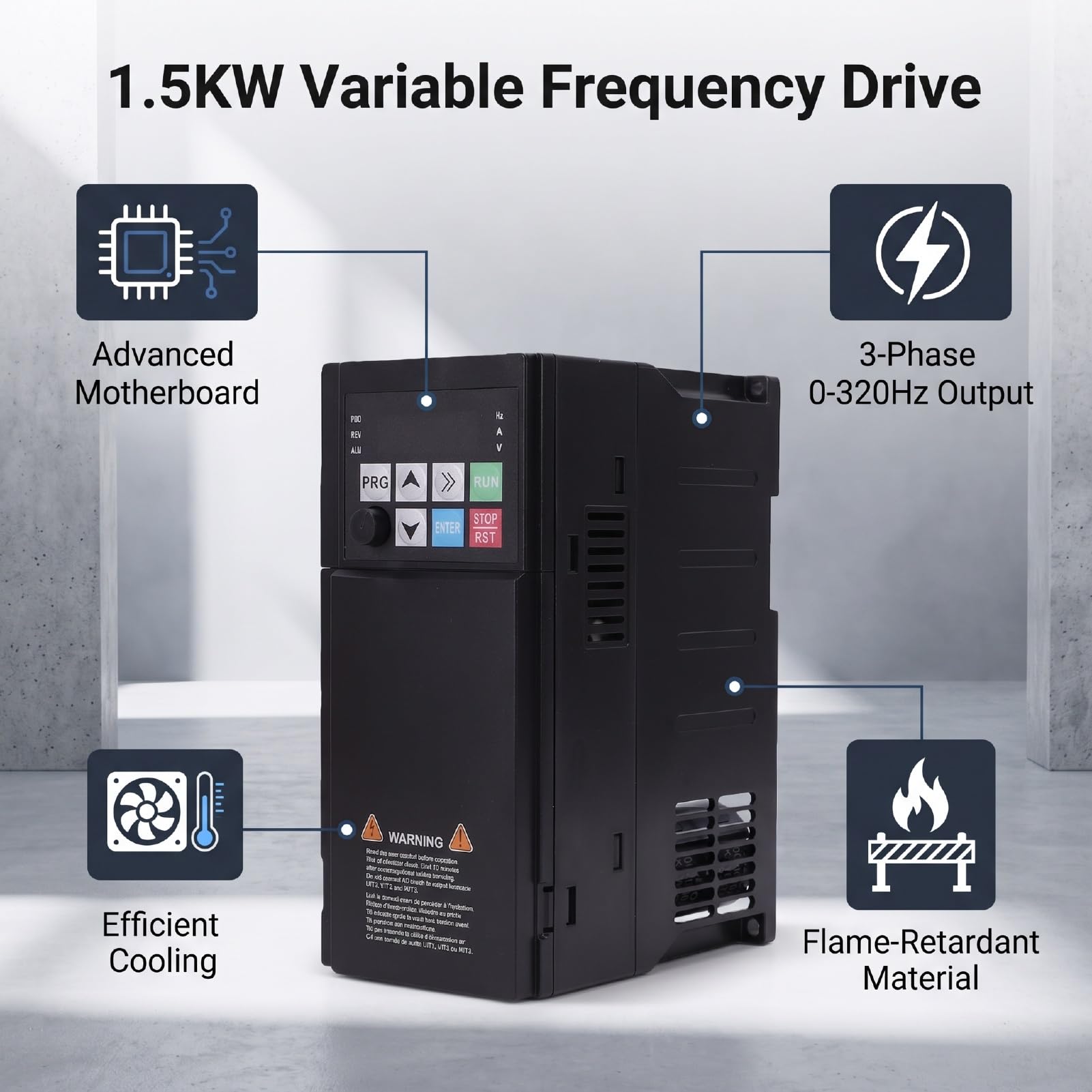 FTVOGUE Variador de Frecuencia 1.5kW Monofásico a Trifásico 0-320Hz