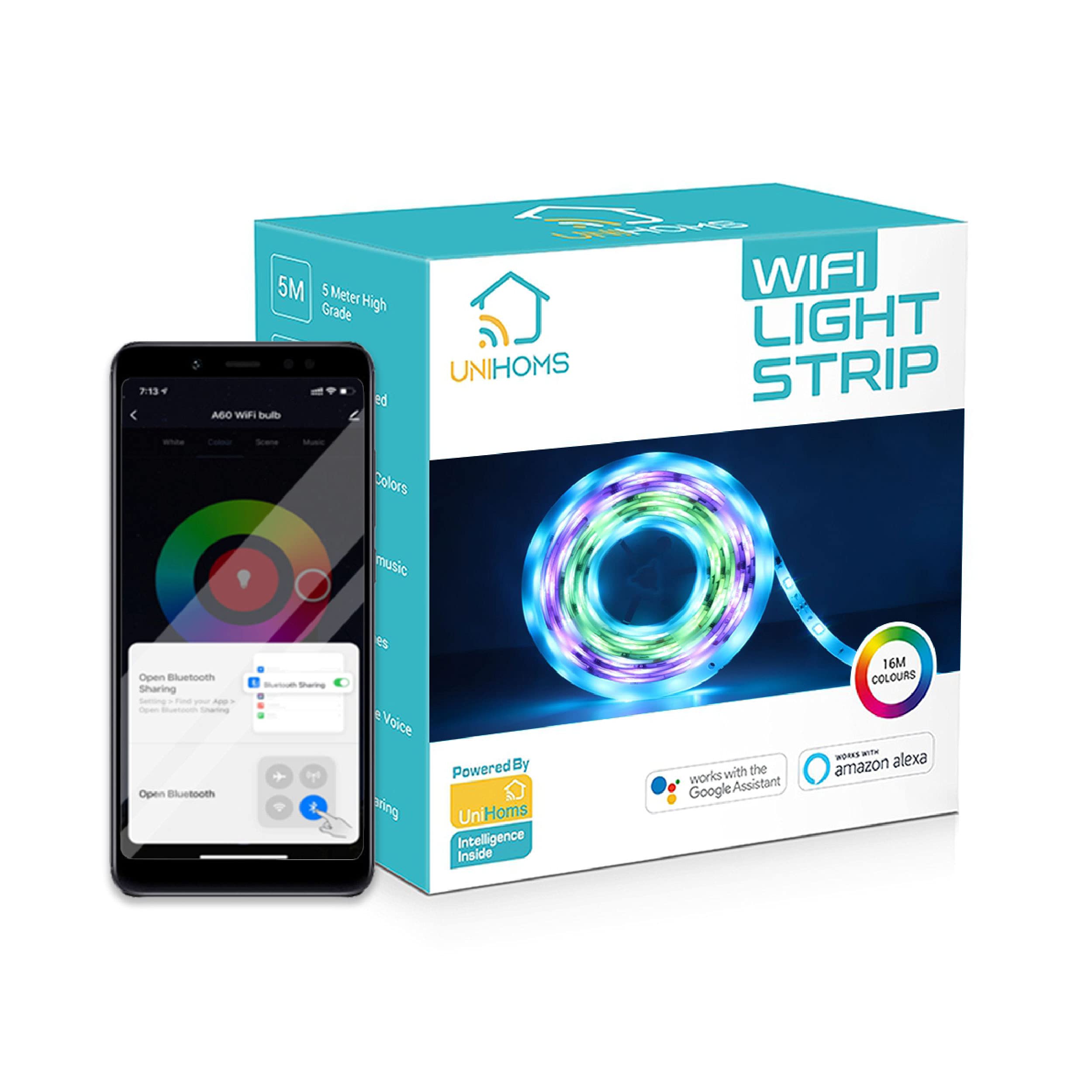 UniHoms Wifi Light Strip, 16 Million Colors with App Control and Music Sync