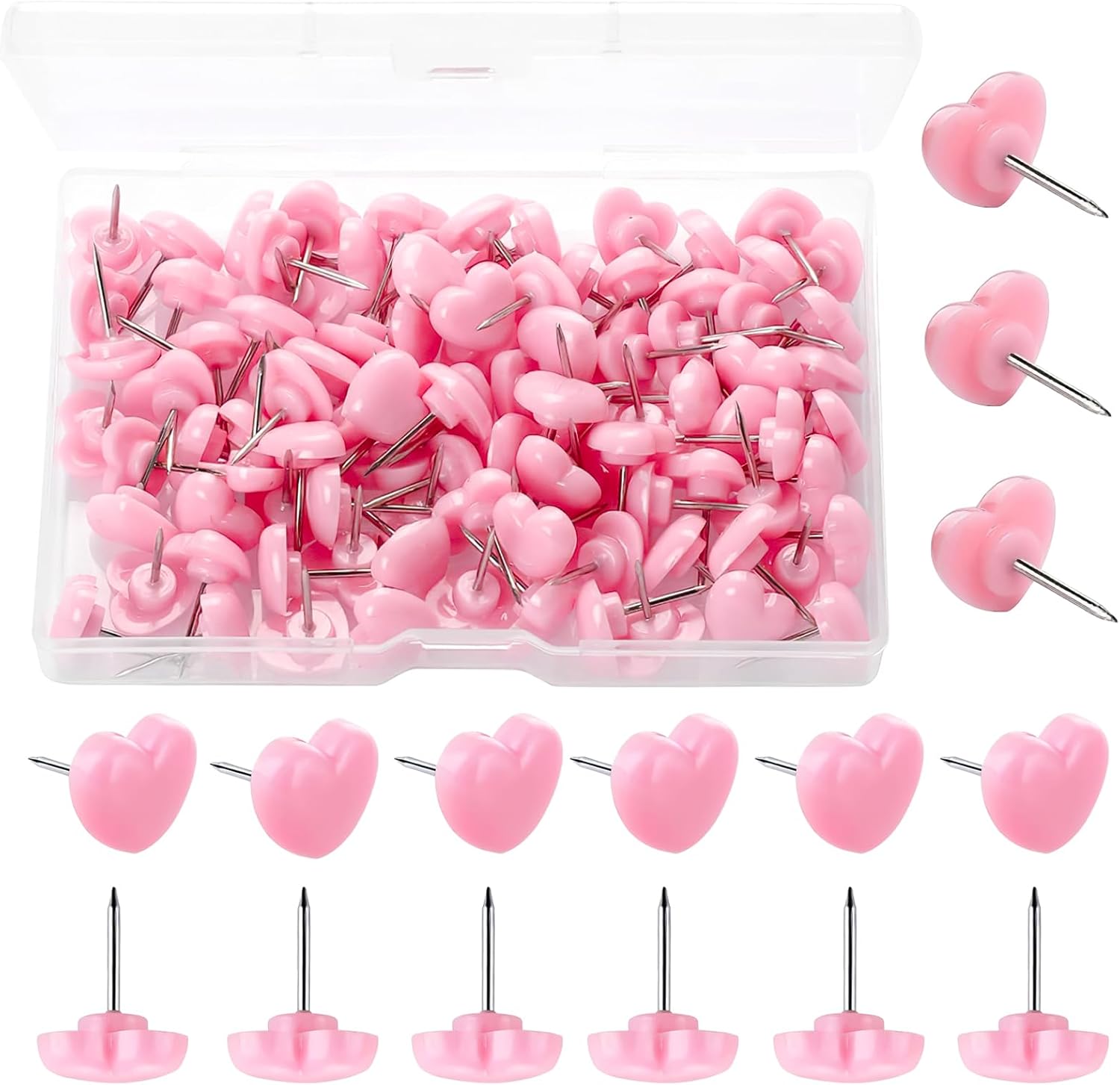 Clear Push Pins - 200 PCS Transparent Thumb Tacks - Plastic Head Steel Point For Cork Board Map Office Use - View #10
