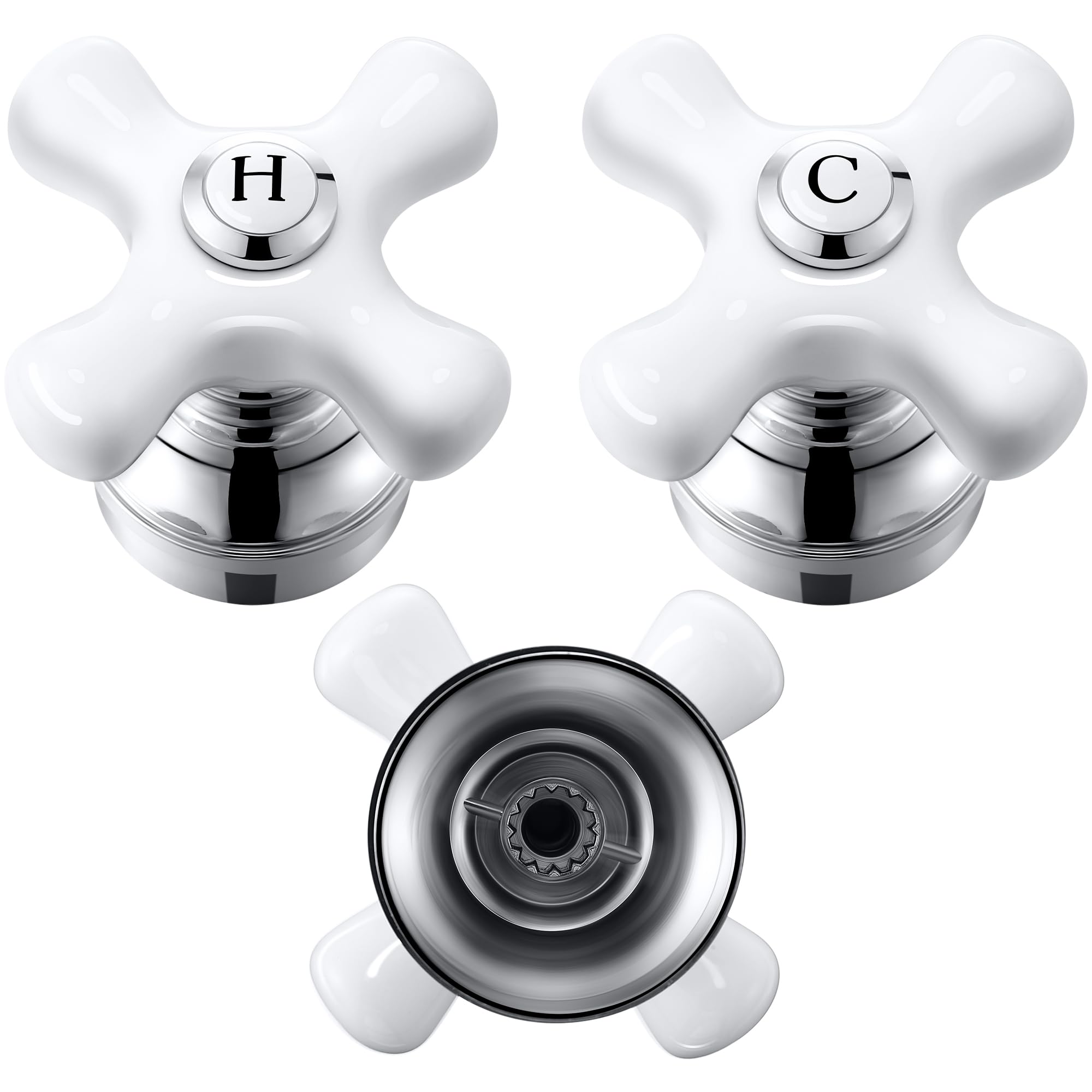 Poignées en porcelaine Enhon compatibles avec valve de douche Price Pfister croisées x2