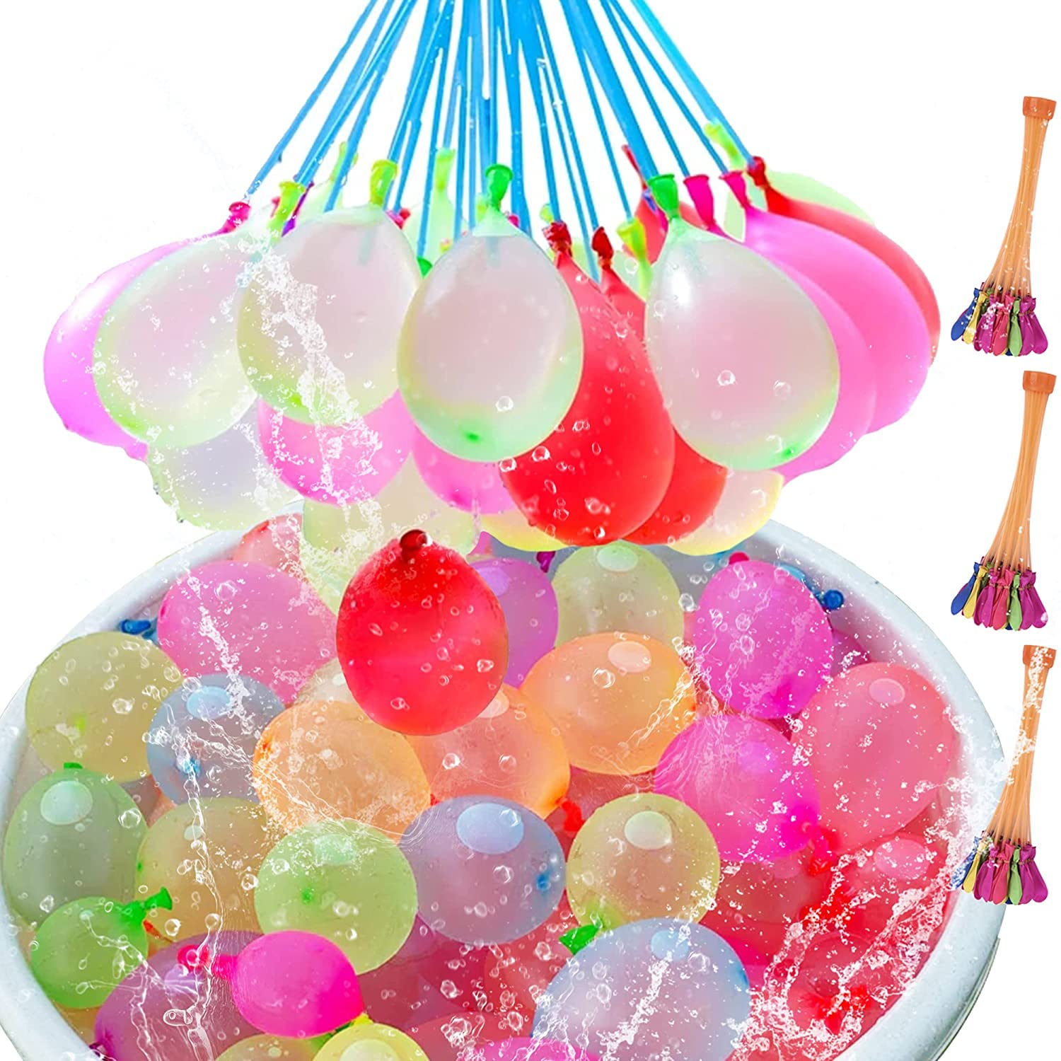 Mumoo Bear Water Balloons (111) Pcs Quick Fill Self Sealing Bunch Of Balloons In 3 Refill Kits For Summer Beach Pool Games Water Balloon Bombs Birthday Party Splash Fight
