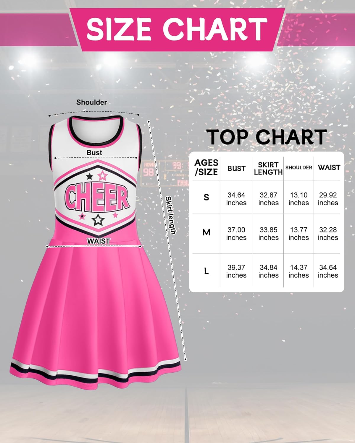 JenPen 3 Pcs Halloween Cheerleader Costume for Women Adult Cheerleader Outfit Set Cheerleading Uniform Dress for Party
