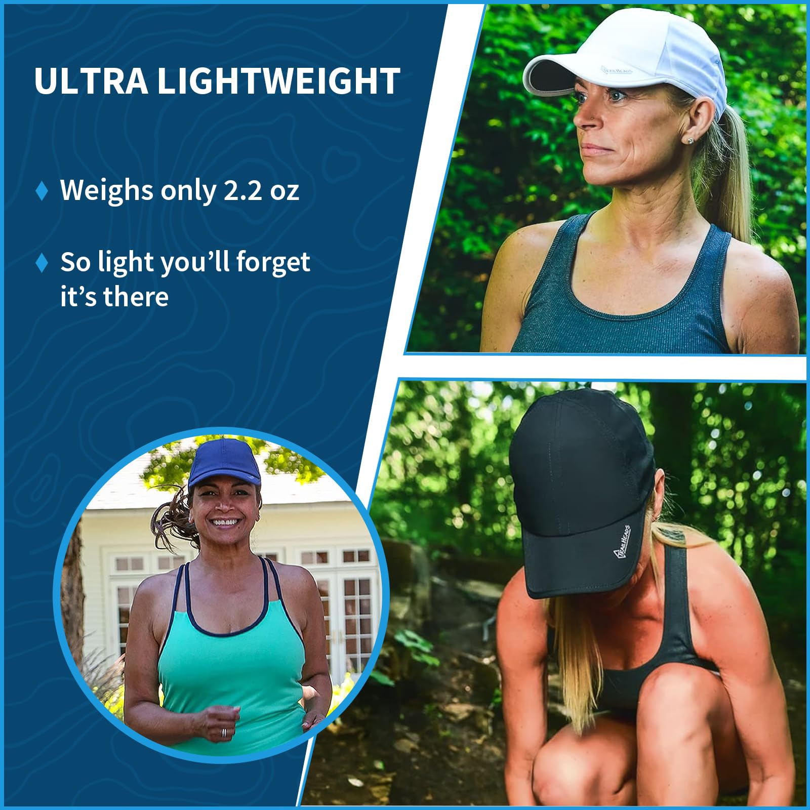 TrailHeads Cappelli da corsa da donna, protezione UV, 50+ UPF - Cappelli estivi da donna Cappellino da baseball - Tennis, Golf, Palestra, Allenamento