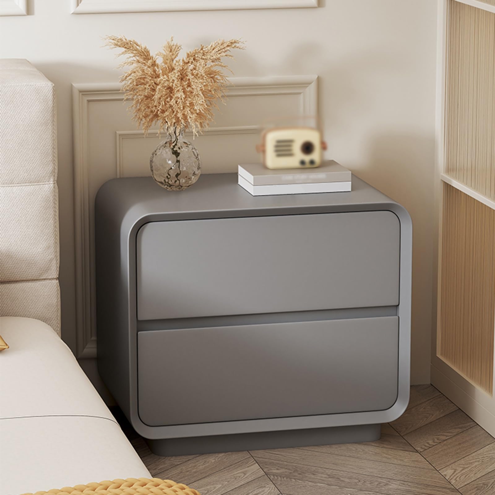Mit 2 Schubladen Nachschrank Stauraum Nachttisch Nachttisch Klein Für Schlafzimmer, Wohnzimmer, Modern Nachttisch Schrank Beistelltisch Für Zuhause Wohnzimmer Schlafzimmer Möbel ( Color : Gray , Size