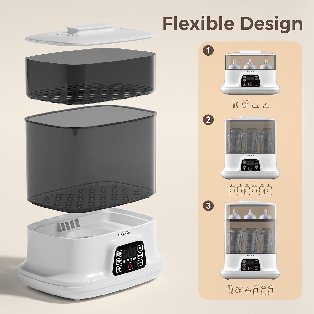 Baby Bottle Steri-lizer and Dryer, 10 Bottles Large Capacity, 4 in 1 Electric Steamer and Dryer for All Bottles, Parts & Baby Essentials, Touch Screen and Auto-Off