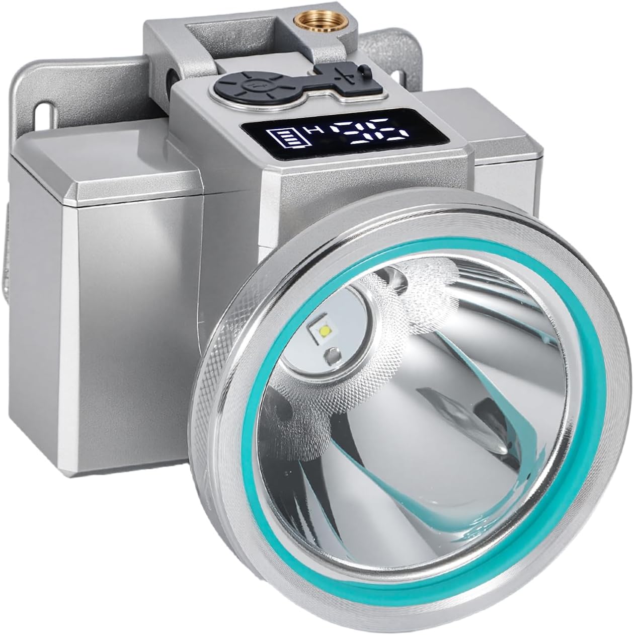 High Brightness LED Headlamp with Display Screen Rechargeable USB-C Waterproof Headlight with Runtime Indicator 4 Lighting Modes Light for Camping, Work, Hunting, Fishing (Mode 505 - White Light)