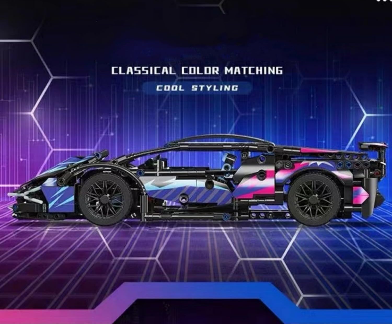 Sports Car Building Blocks Set, Lambo Racing Car Model, 1314 PCS 1: 14 Super Racing Sports Advanced Building Set - Image 2