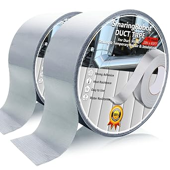 2 Pack Duct Tape Heavy Duty, Waterproof, Heat Resistant, Strong Adhesive Packaging Tape for HVAC, Home Improvement, Outdoor, Packing Boxes, Pipe Insulation, Window Sealing 21 Yards x 2 Inch