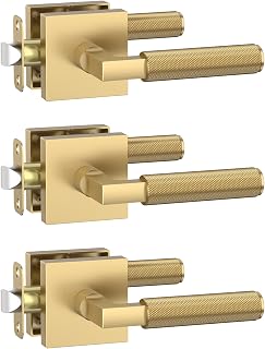 Amerdeco 3 Pack Champagne Bronze Passage Interior Door Handles
