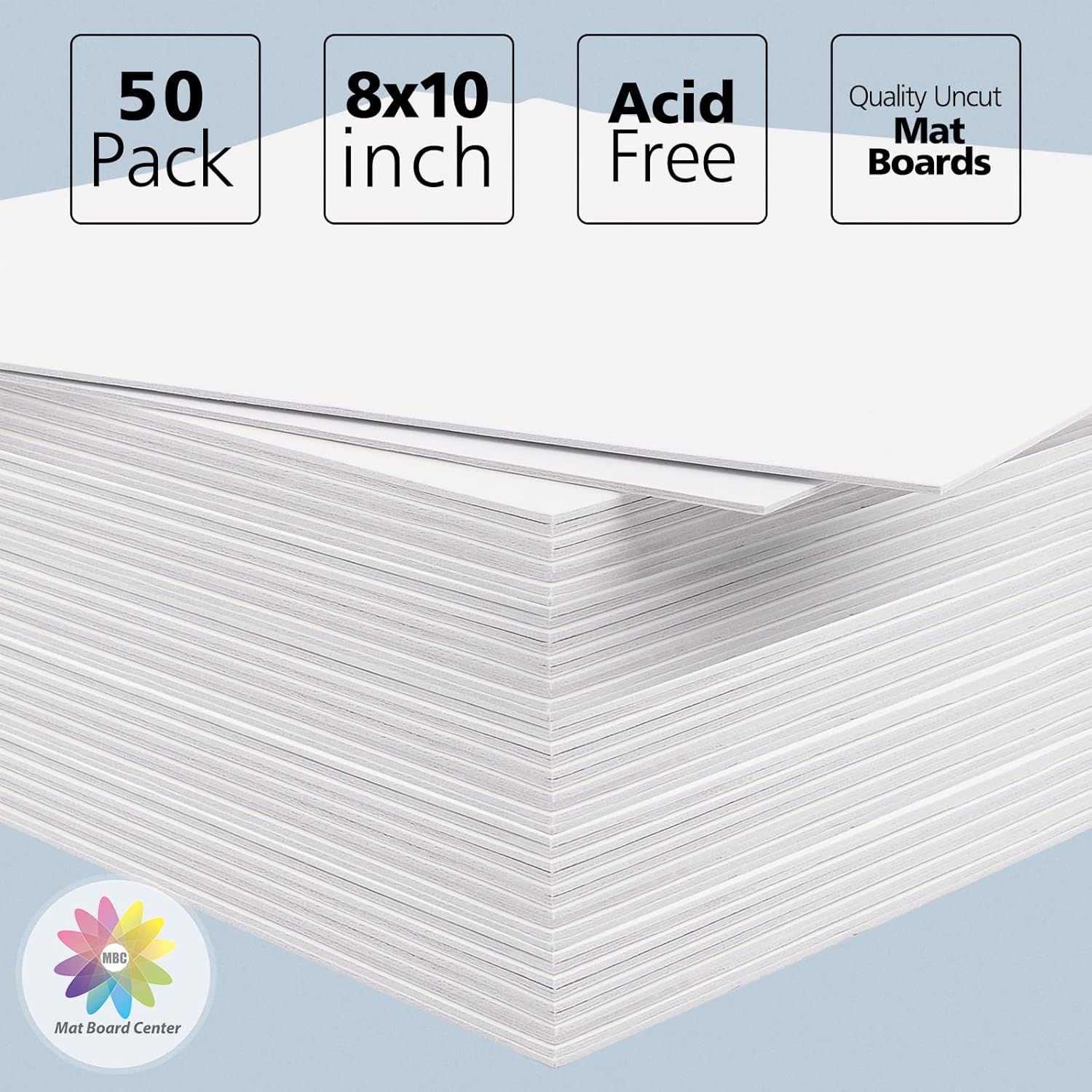 Mat Board Center, Pack of 50 8x10 White Uncut Mat Boards Backing Boards, 4-Ply Thickness, Great for Pictures, Frames, Crafts, Prints - Image 2