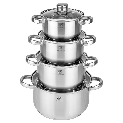 KARL HAUSMANN Topfset Induktion Edelstahl 4-Teilig mit Thermometer Deckel -
