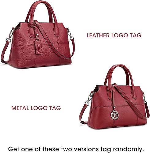 Miniatura 6 de Kattee - Bolsos de piel auténtica para mujer bolsos de mano suaves para mujer Beige, Marrón, Rosa, Rojo