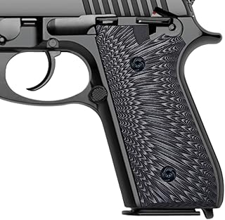 Guuun G10 Grips for Taurus PT92 Grips Starburst Texture Compatible with PT 92/99/100/101 Pistol and Decocker - Gray/Black
