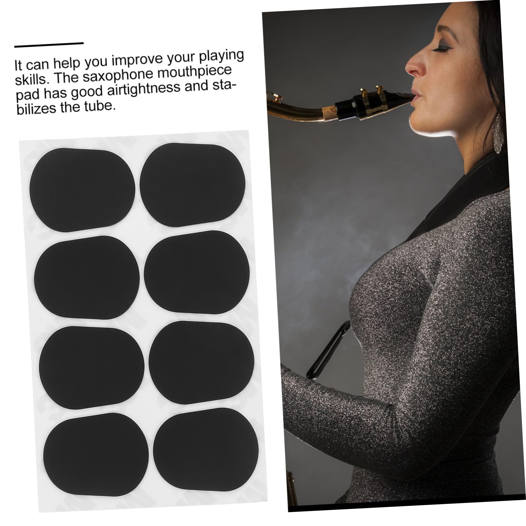 ERINGOGO Saxophone Mouthpiece Pads 4 Sheets Saxophone Patch Pads for Sax Players Dentist-grade Silicone Comfortable