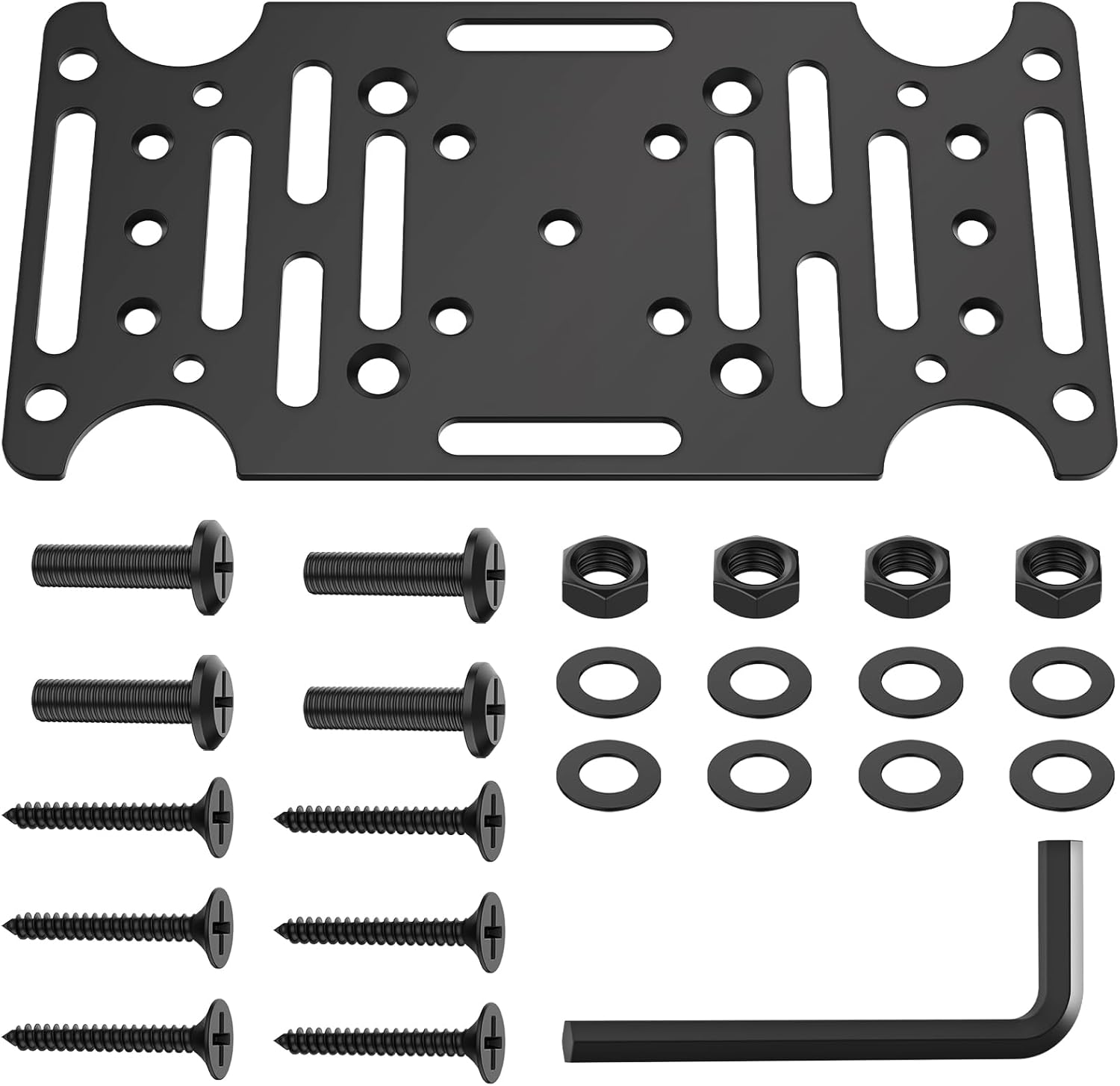 Universal Mailbox Mounting Bracket, Black Steel, Post Mount, 4mm Thick, Fits Most Sizes, Bottom Mount, Includes Hardware