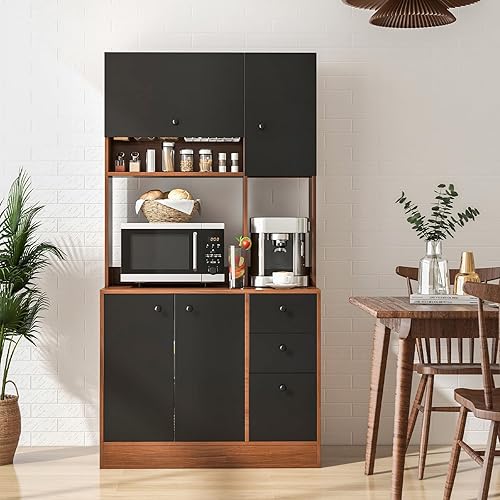 Miniatura 4 de LOKO Gabinete de almacenamiento de cocina de 71 pulgadas de alto, gabinete de despensa de cocina independiente con puertas, estantes ajustables, 3