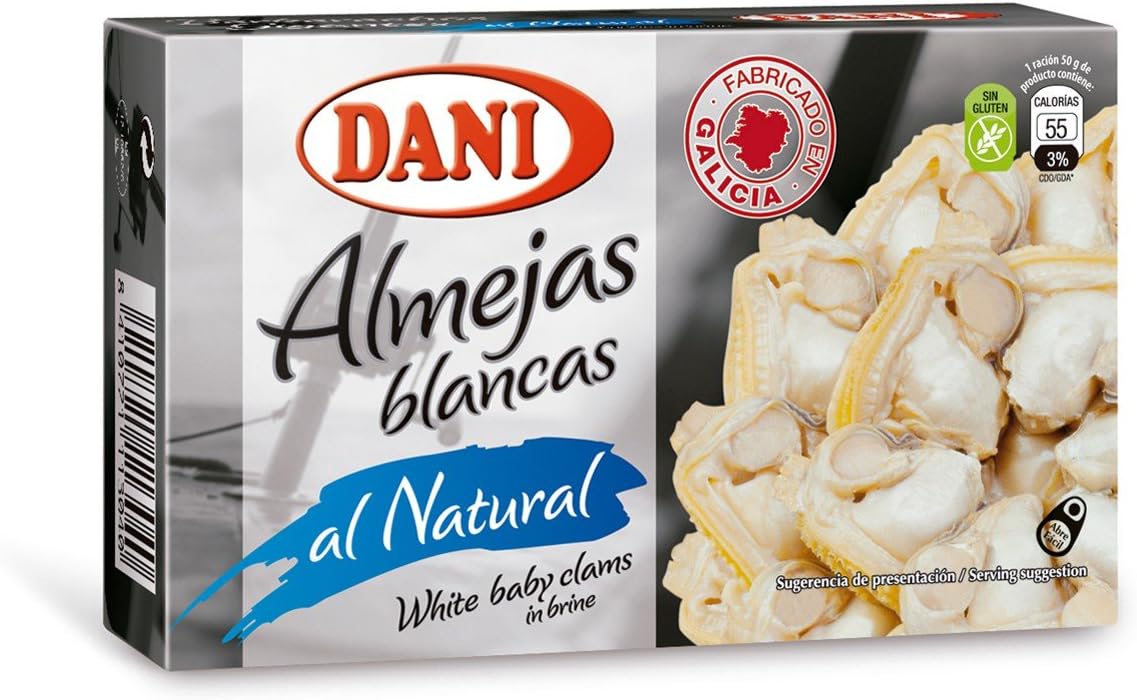 3x Pack Baby Clams in Brine (Water and Salt) Original From Galicia Spain Gluten Free (Almejas)