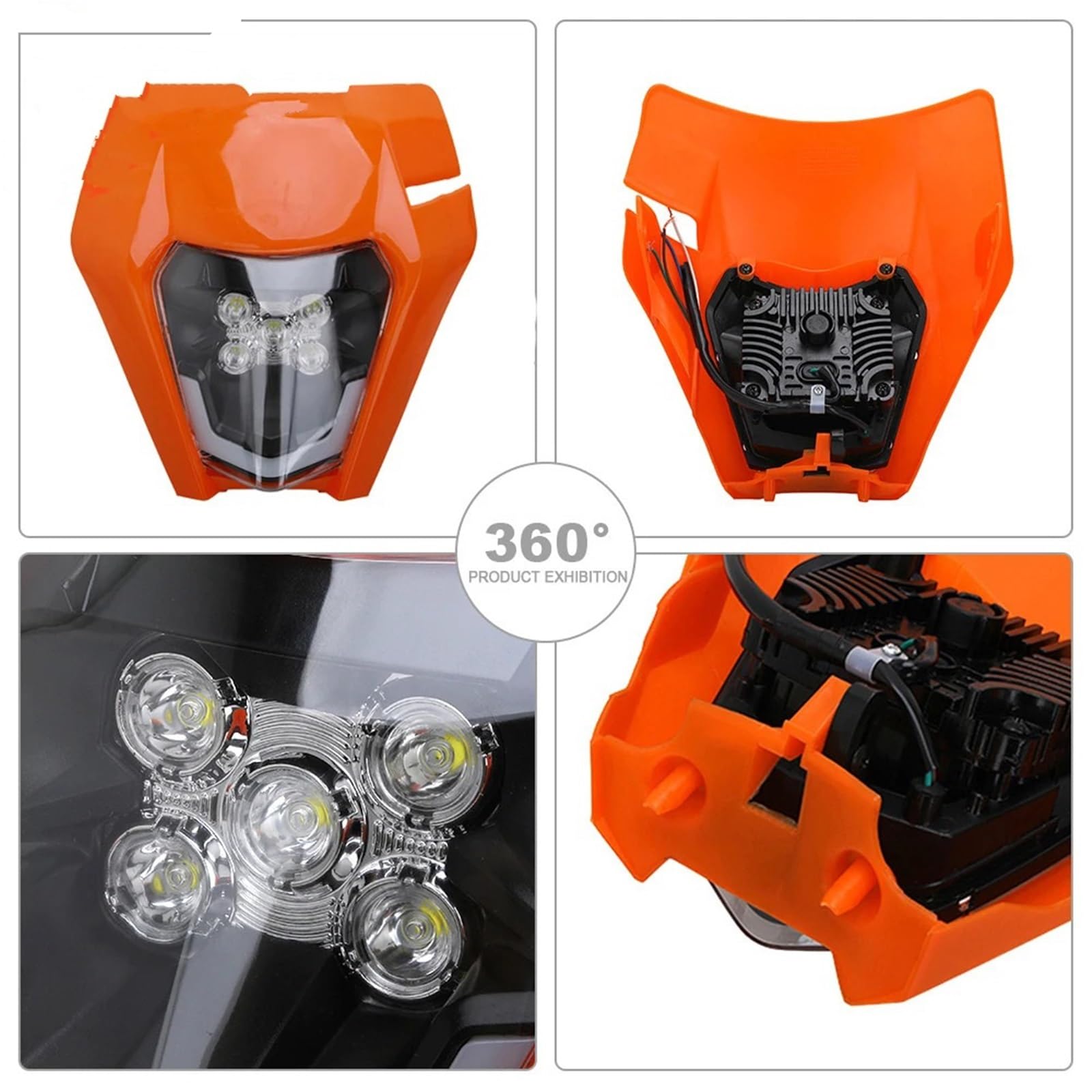Luz antiniebla de foco Faro delantero LED para motocicleta, compatible con K&TM EXC EXCF SX SXF XC XCF XCW XCFW 125 150 250 300 350 450 530(White Cover face)