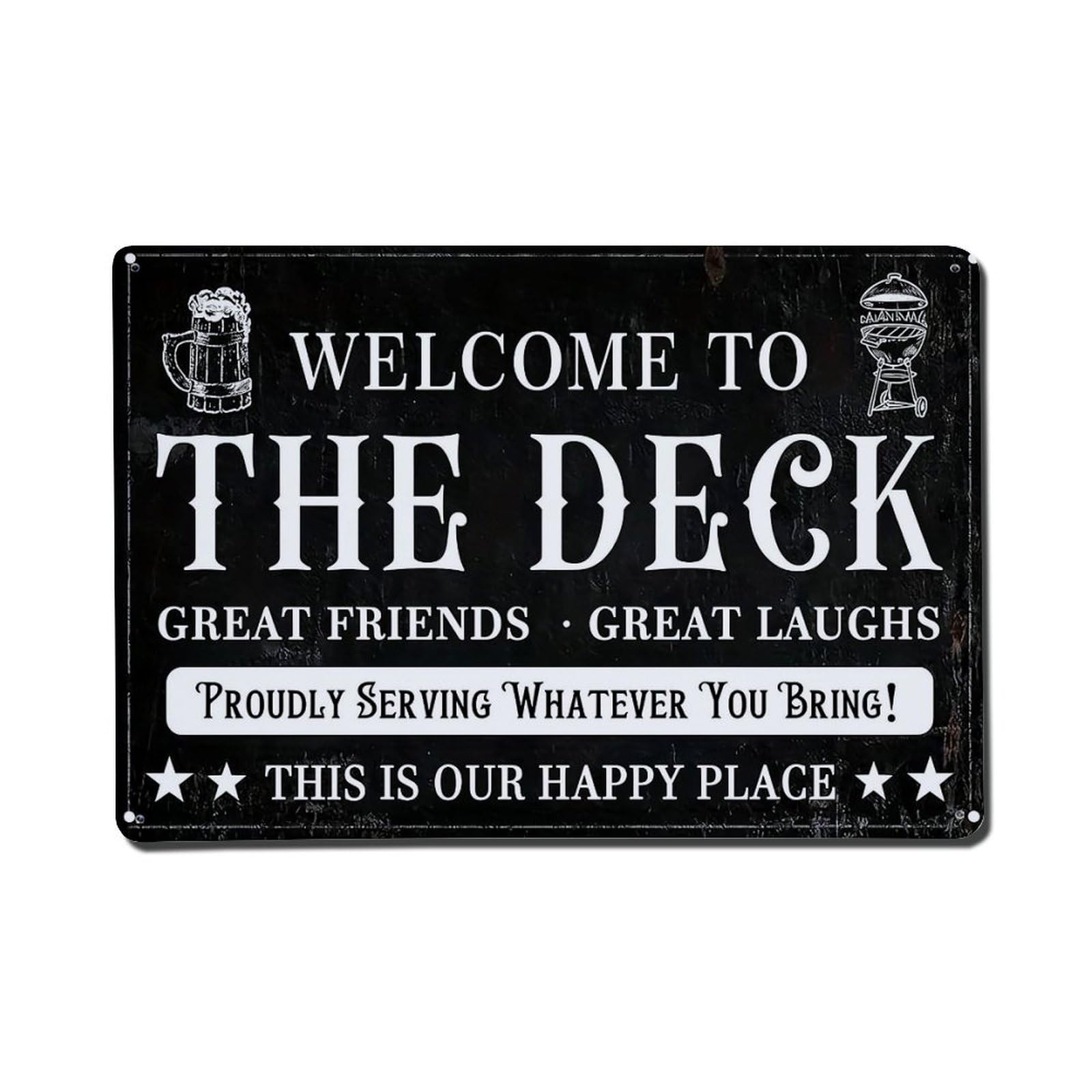 Jdfenggu Vintage Welcome To The Deck Sign Retro Metal Tin Sign, Metal Poster For Bar, Home, Man Cave, Kitchen, Laundry Room Art Decor 8X12 Inch